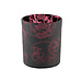 PTMD Zana black glass red bloem round tealight m