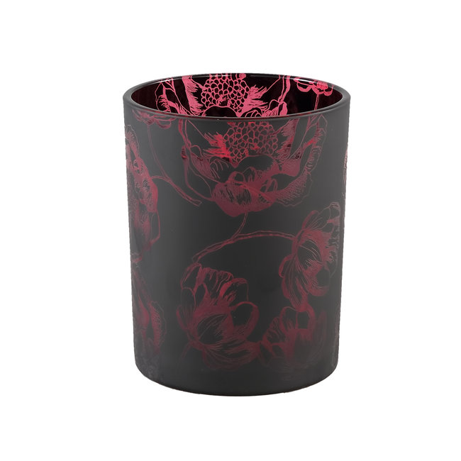 zana noir verre fleur rouge