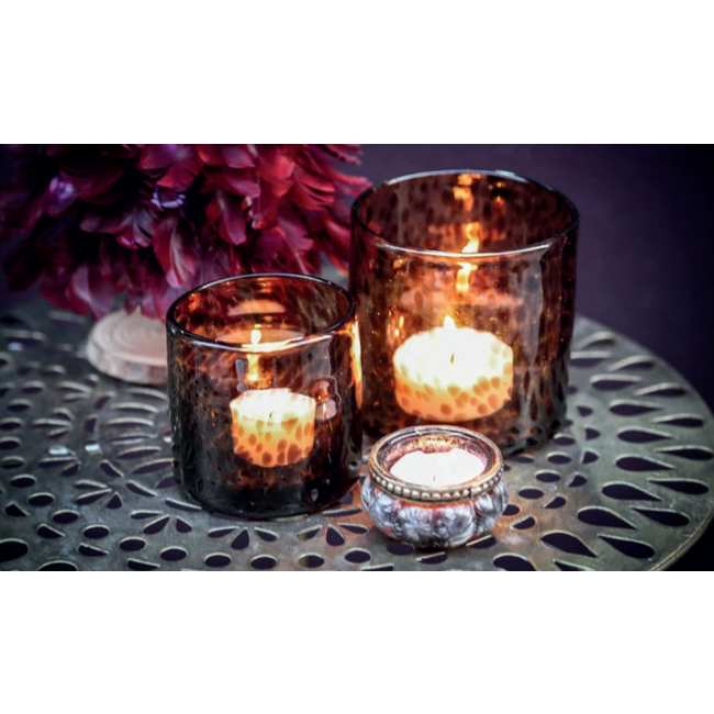 Famke brown glass tealight motif roun s