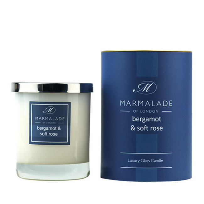 Bergamot & Soft Rose  glas candle gift boxed