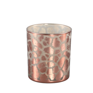 PTMD Desiree Gold glass tealight giraffe print round s