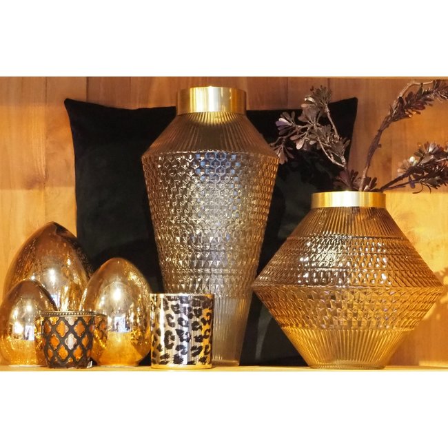 Siv brown glass vase with pattern round taps S