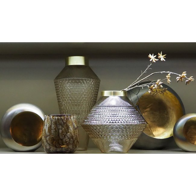 Siv brown glass vase with pattern round taps S