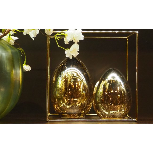 Jenna gold shiny glass deco egg XS