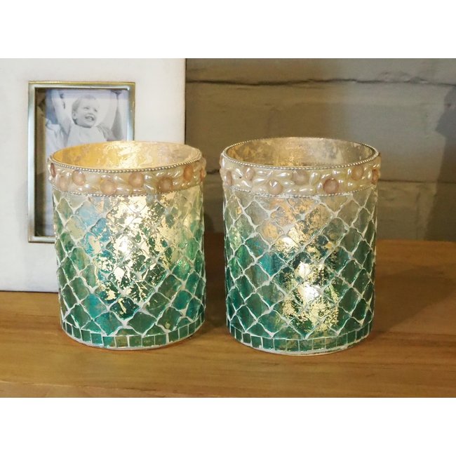 Salz blue glass ombre mosaic stormlight round l