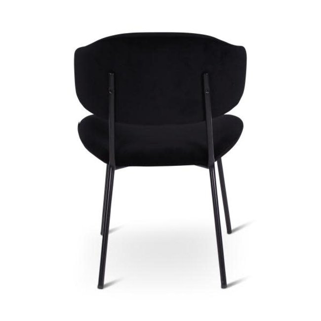 Remy chaise velours noir, pieds metal noir