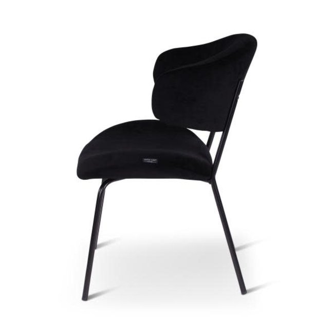 Remy stoel velours black, metalen poten zwart