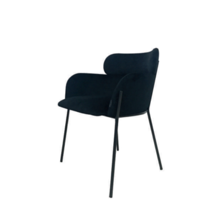 Remy stoel velours black, metalen poten zwart