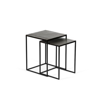 Dekocandle Sidetable set of 2 metal black + aluminium