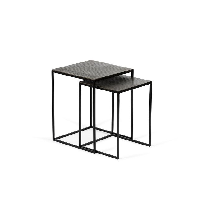 Sidetable set of 2 metal black + aluminium