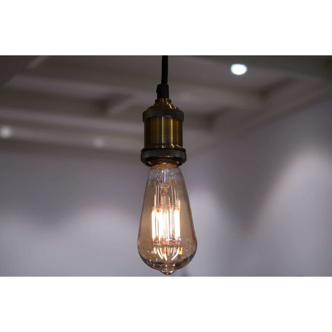 Nostalgie textiel black E27 fitting gold 2 m