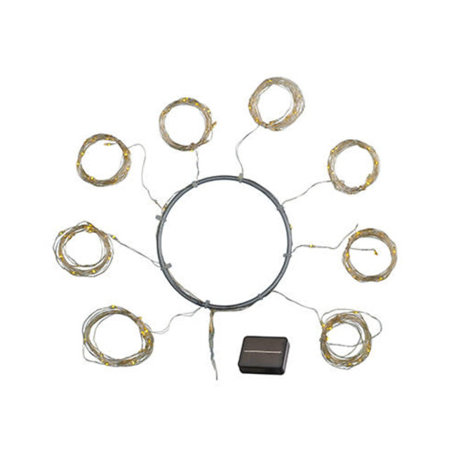 Knirke solar parasol 8x2 m + 2 m,128 lichten silver