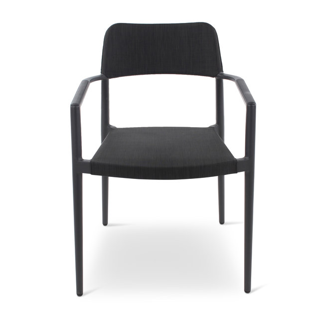 Indy armstoel alu antraciet, tewtileen grijs linnenlook