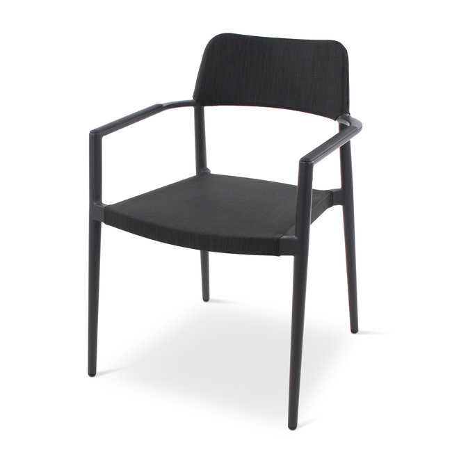 Indy armstoel alu antraciet, tewtileen grijs linnenlook