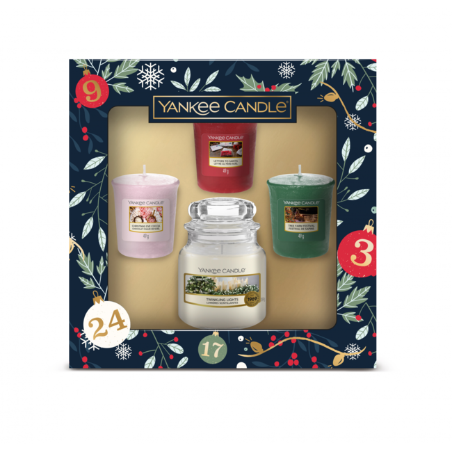 Giftset countdown to Christmas 1 small jar & 3 votives