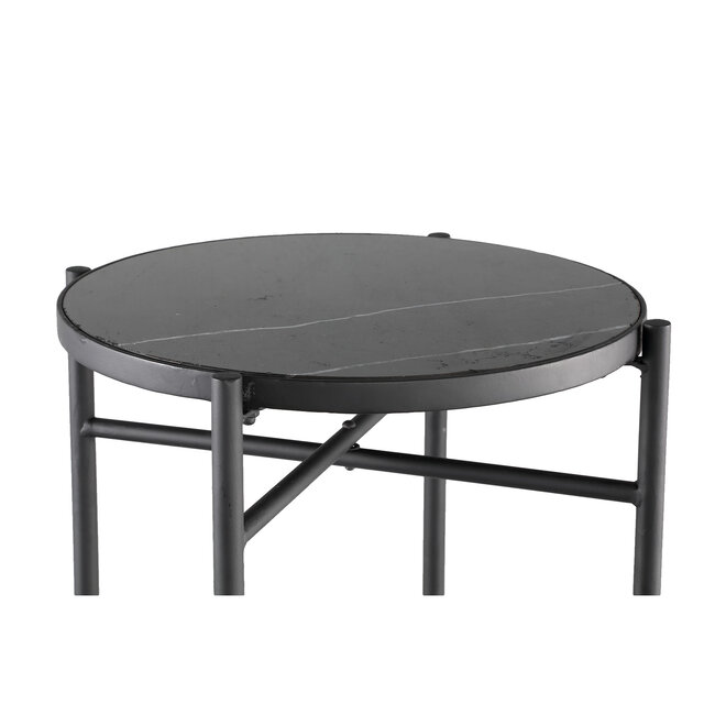 Raley black marble side table frame round