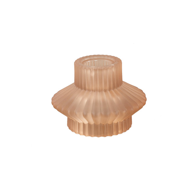 PTMD Tyve light brown glass candleholder low round