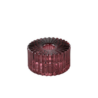 PTMD Milandi red glass candleholder ribbed round