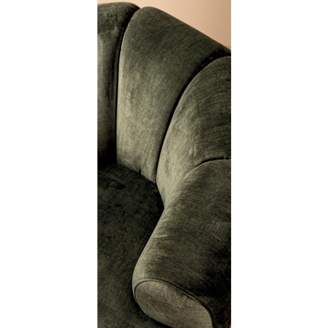 Abra green fauteuil golden frame half round