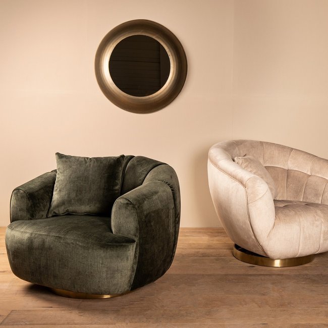 Abra green fauteuil golden frame half round