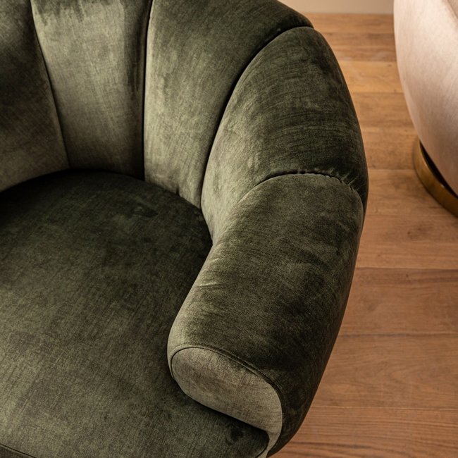 Abra green fauteuil golden frame half round
