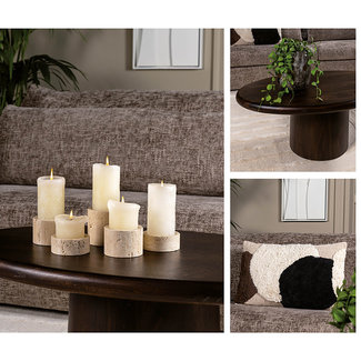 lifestyle Travertine pillar candle holder S 9.5x9xh4