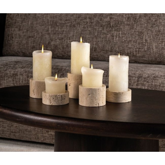 Travertine pillar candle holder L