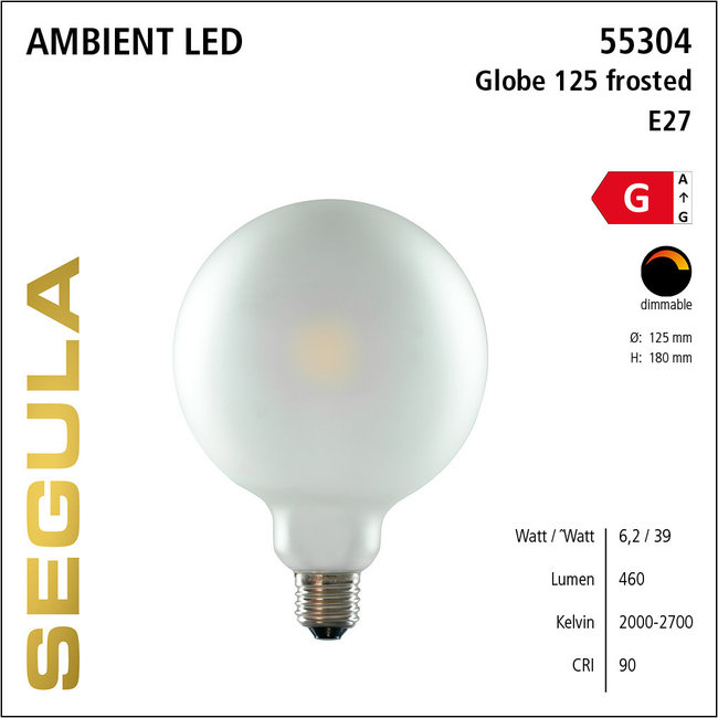 Led globe 125 ambient frosted 6,2w 2000-2700k 460lm E27