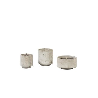 Dekocandle Round grey concrete /white  terracotta pot dia 11x12 cm