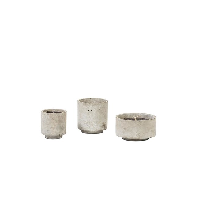 Dekocandle Outdoor candle round grey concrete white dia 18x10