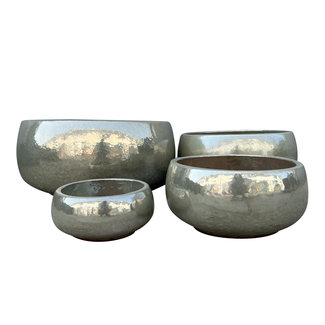 PTMD Nayaa pearl ceramic pot round smal 20x20x9 cm