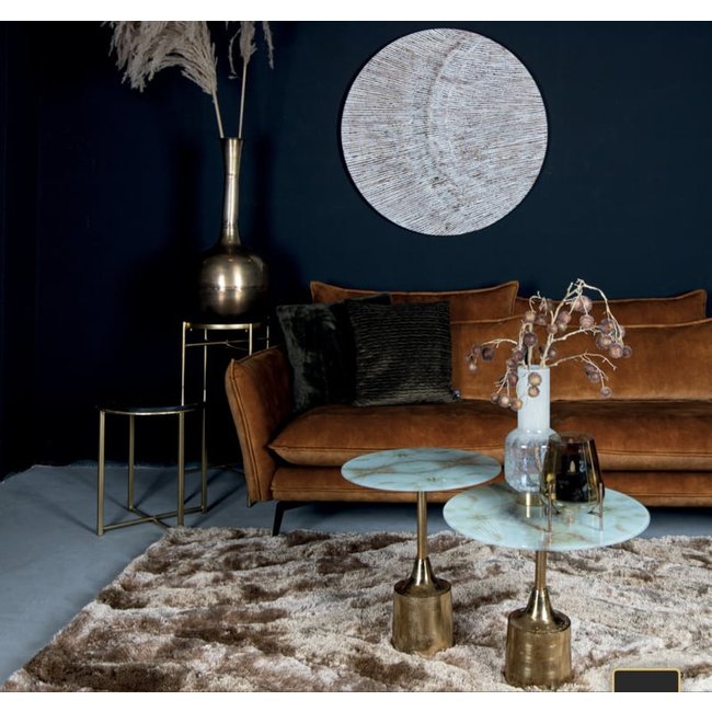 Bijzettafel Lavina smalle top | goud metaal met wit marmer glas | PTMD