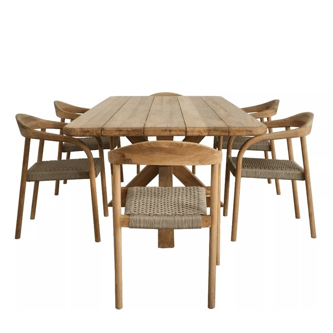 tuintafel teak Nadia met ronde hoeken 250X110X76 cm