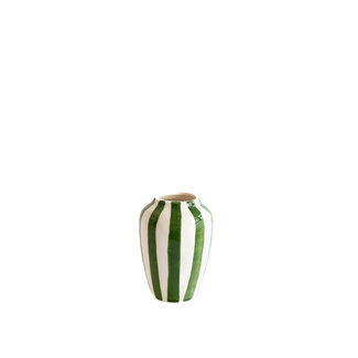 val pottery Funky flower medium dark green stripes H17 cm