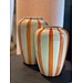 val pottery Funky flower medium orange stripes