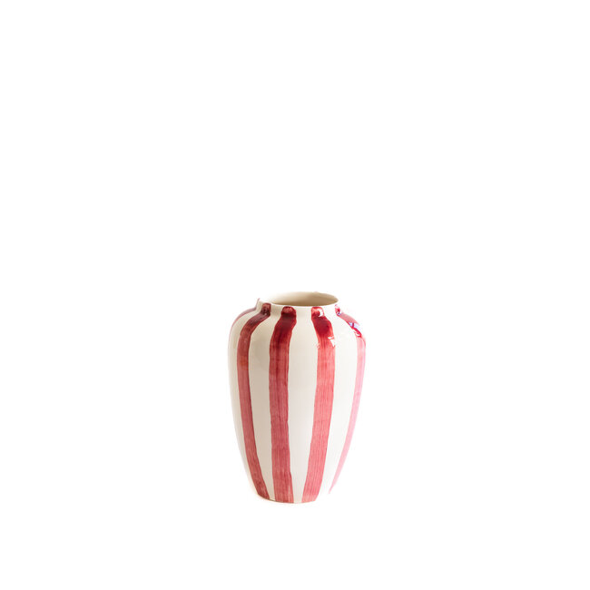 val pottery Vaas Funky flowers | pink stripes | medium | Val's pottery