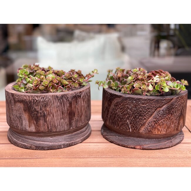 Paloma wood brown pot straight round s