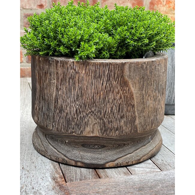 Paloma wood brown pot straight round s