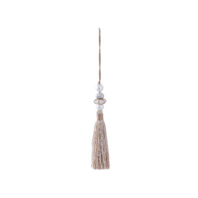 PTMD Rue Cream polyester tassel with metal pendants