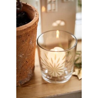 IB Laursen Candle holder glass f/tealight w/engraved star