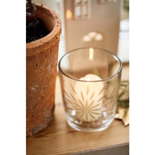 IB Laursen Candle holder glass f/tealight w/engraved star