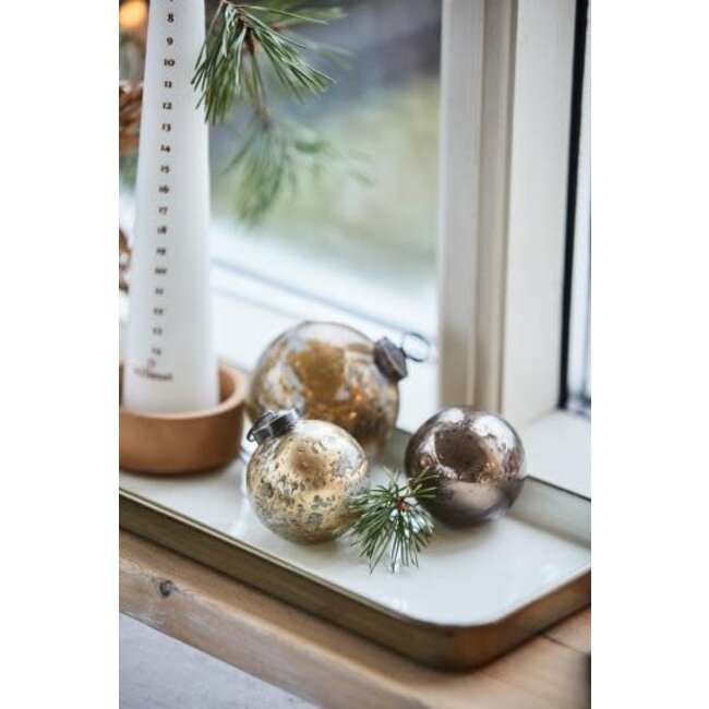 Christmas ornament pebbled glass rustic brown poor man’s silver