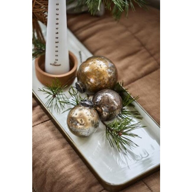 Christmas ornament pebbled glass rustic brown poor man’s silver