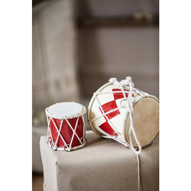 Drum cream w/red harlequin H: 10 Ø: 11