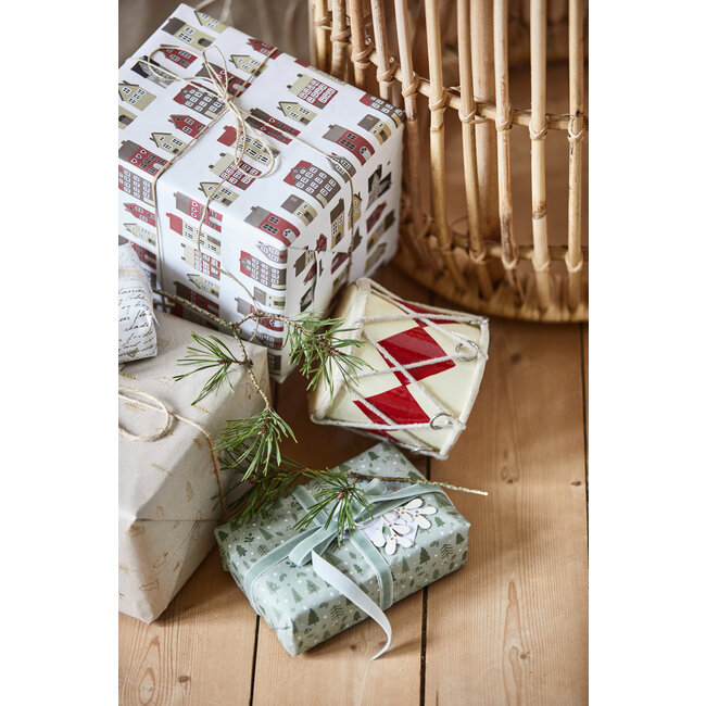 Drum cream w/red harlequin H: 10 Ø: 11