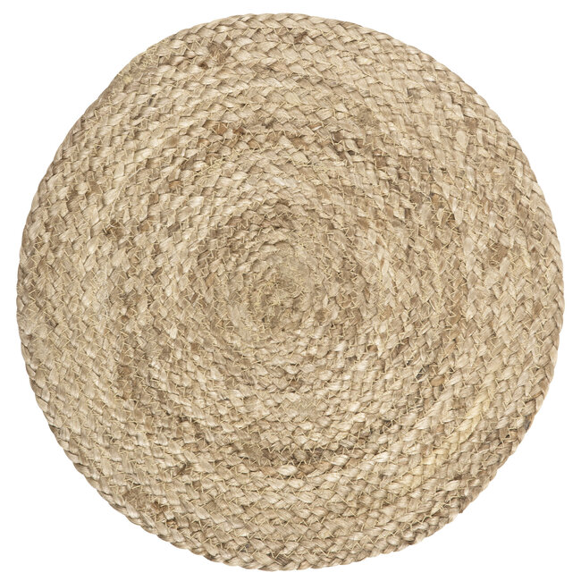 Place mat round dark natural jute