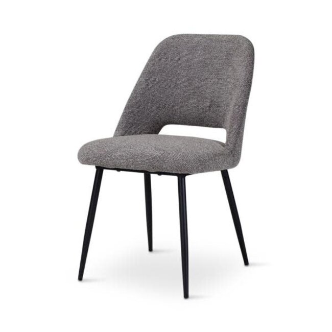 stoel Omis dark grey, zwarte mtalen poten