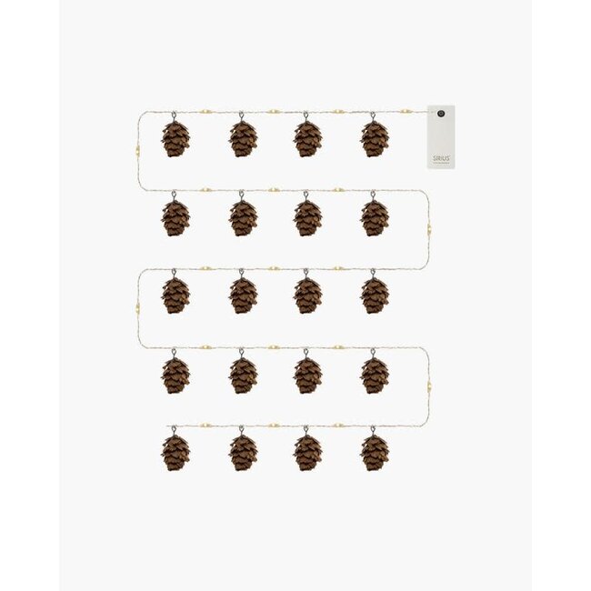 Moly cone garland  brown snowy 2 m 20 leds