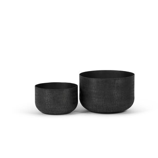 Dekocandle Outdoor candle pot criss cross with lid graphite dia x14,50