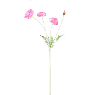 PTMD Poppy Flower Pink spray with 3 flowers and bud